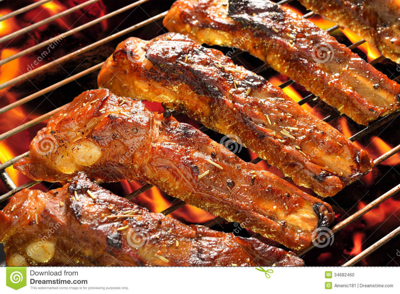 Grilled Pork Spare Ribs Recipe
 Grilled pork stock photo Image of flames meal charcoal
