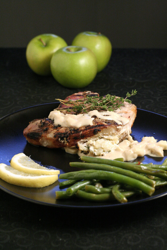 Grilled Stuffed Pork Chops
 Grilled Stuffed Pork Chops with Gorgonzola and Apple