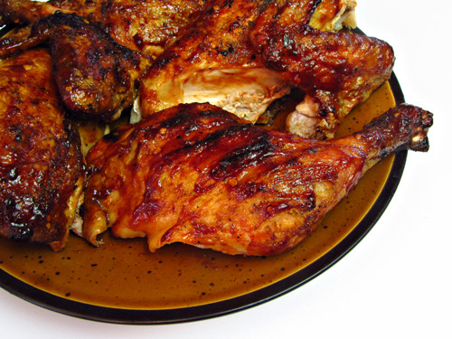 Grilling A Whole Chicken
 Grilled Butterflied Whole Chicken with Barbecue Sauce