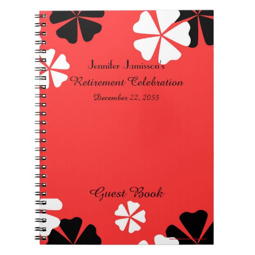 Guest Book Ideas For Retirement Party
 Retirement Party Guest Book Red Floral Spiral Notebook