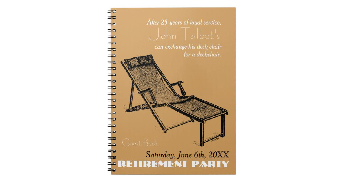 Guest Book Ideas For Retirement Party
 Retro Deckchair Retirement Party Guest Book 1 Notebook