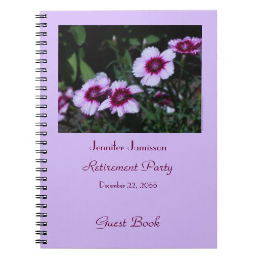 Guest Book Ideas For Retirement Party
 Retirement Party Guest Book Purple Flowers Notebook