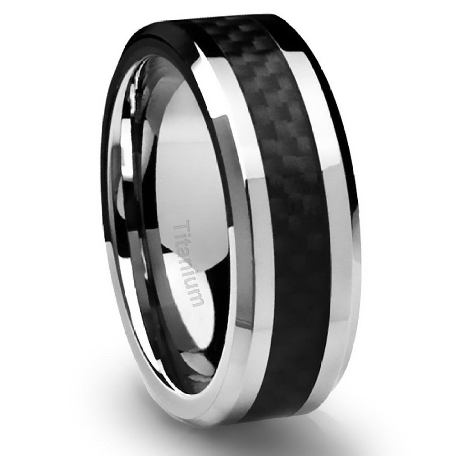 Guy Wedding Rings
 Men s Titanium Ring Wedding Band Black Carbon Fiber 8mm