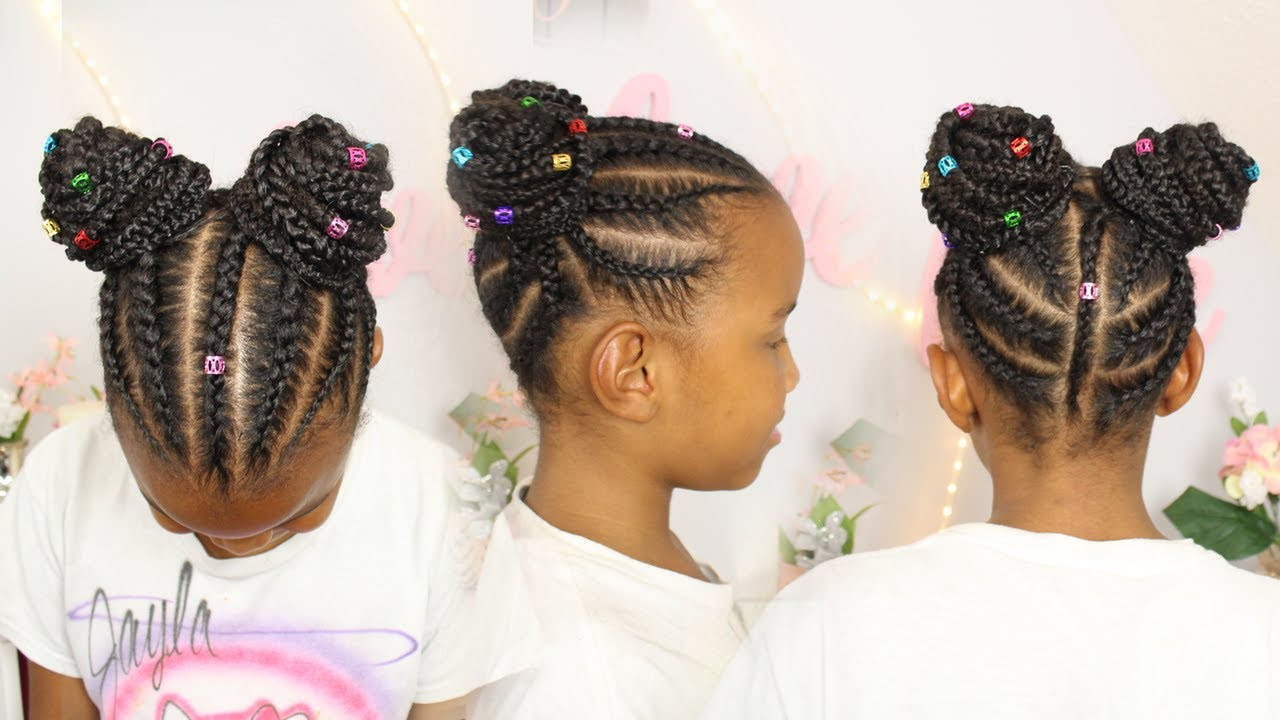 Hairstyles For Little Girls Braids
 Braided Buns w Hair Extensions