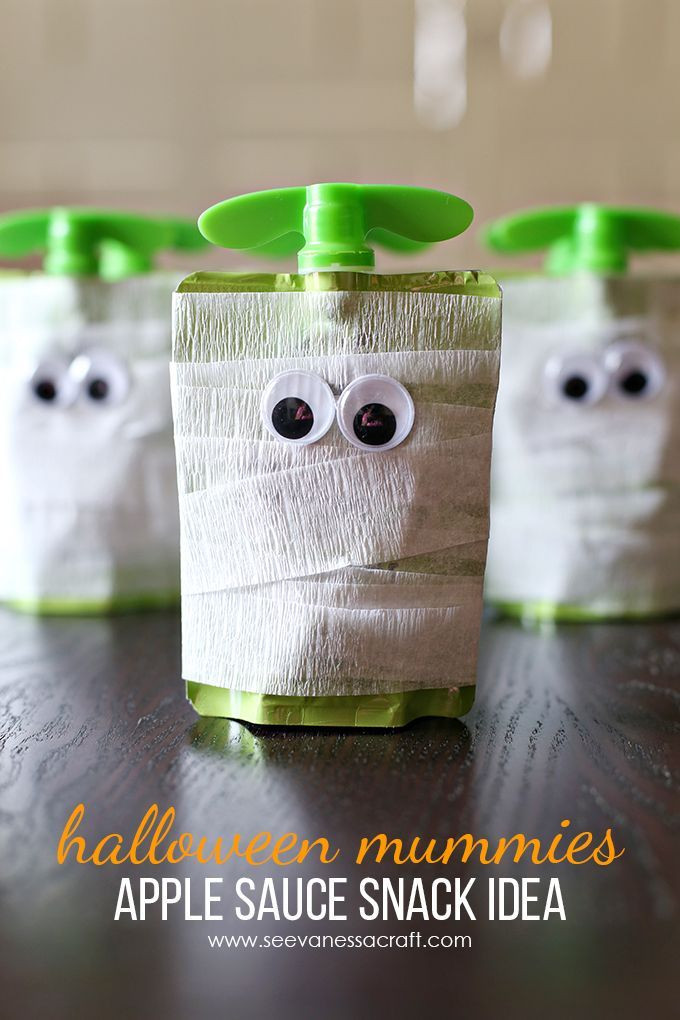 Halloween Classroom Party Ideas Kindergarten
 Halloween Mummy Apple Sauce Snack Idea