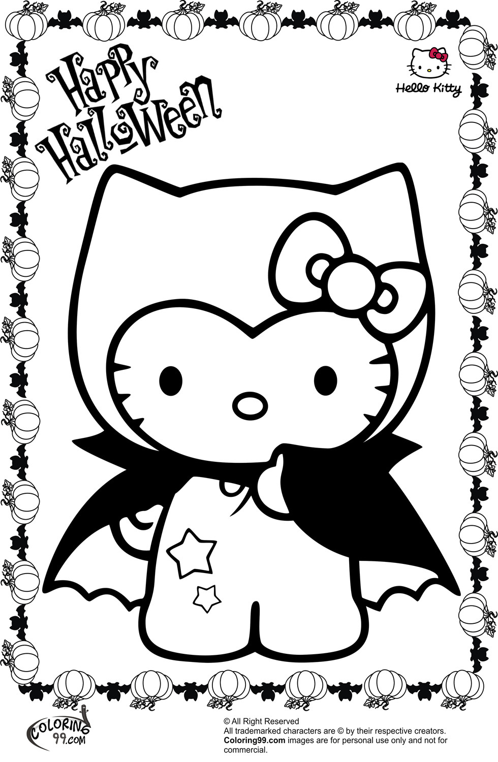 Halloween Coloring Pages For Toddlers
 Hello Kitty Halloween Coloring Pages