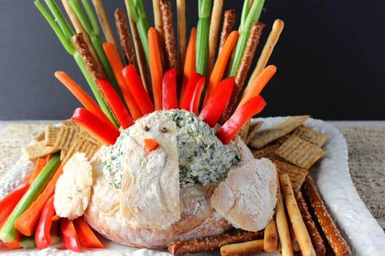 Halloween Dips And Spreads
 Thanksgiving Turkey Bread Bowl Appetizer with Spinach