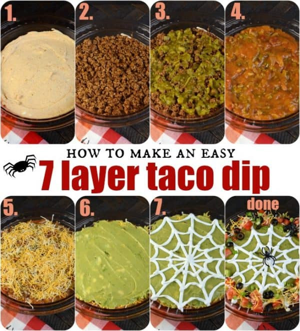 Halloween Dips And Spreads
 Easy Spooky Halloween 7 Layer Taco Dip Recipe