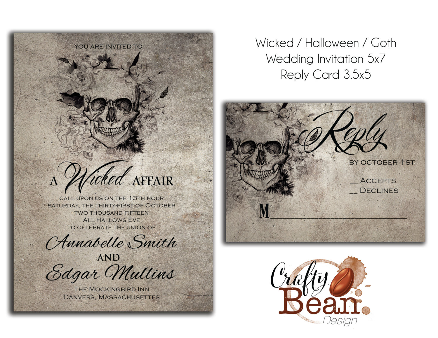 Halloween Wedding Invitations
 Wicked Halloween Horror Gothic Wedding Invitation DIY