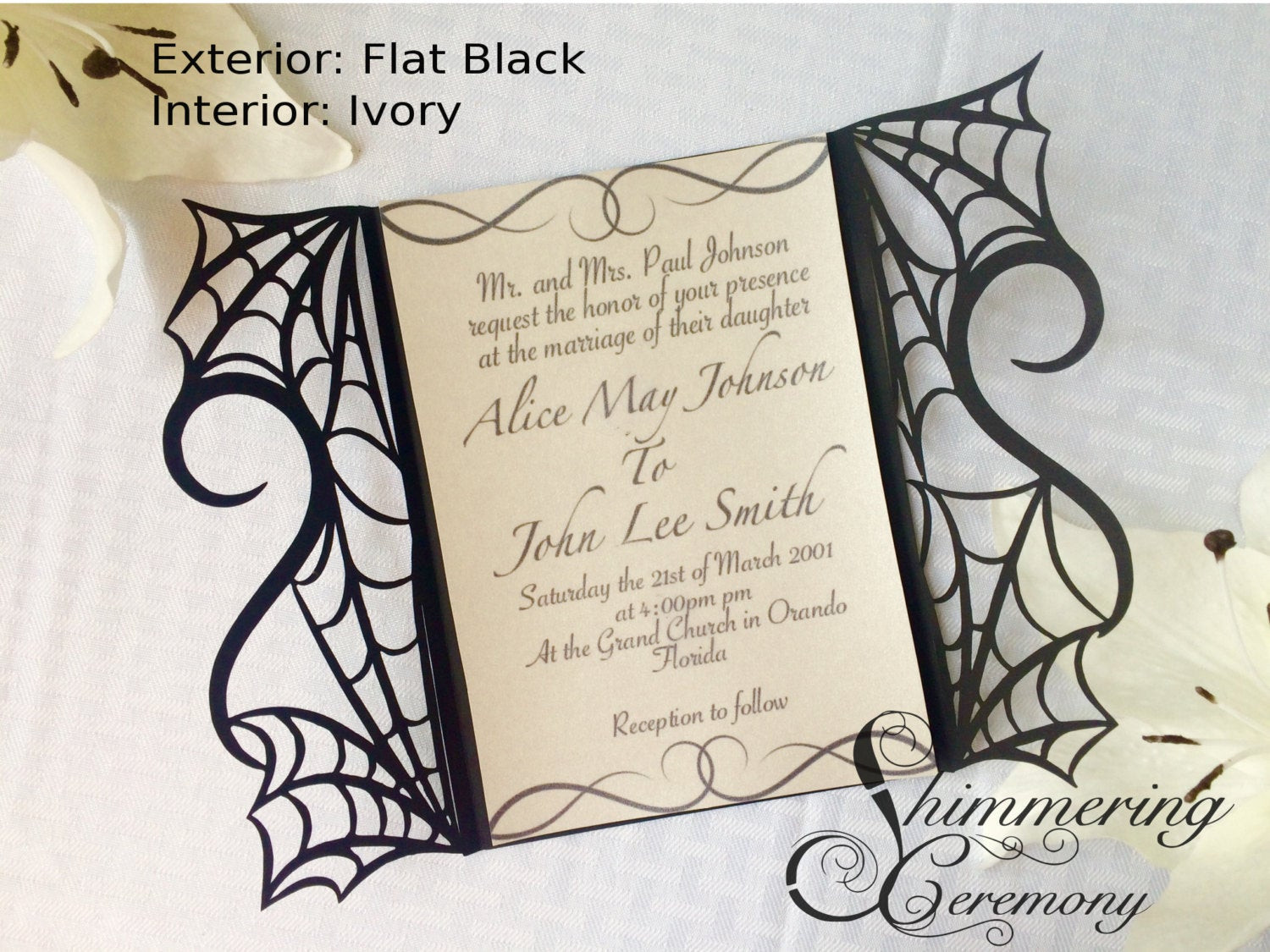 Halloween Wedding Invitations
 gothic spiderweb halloween wedding invitation laser cut