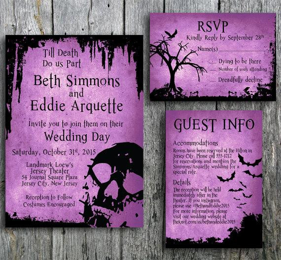 Halloween Wedding Invitations
 Halloween Wedding Invitation Suite with Skull by