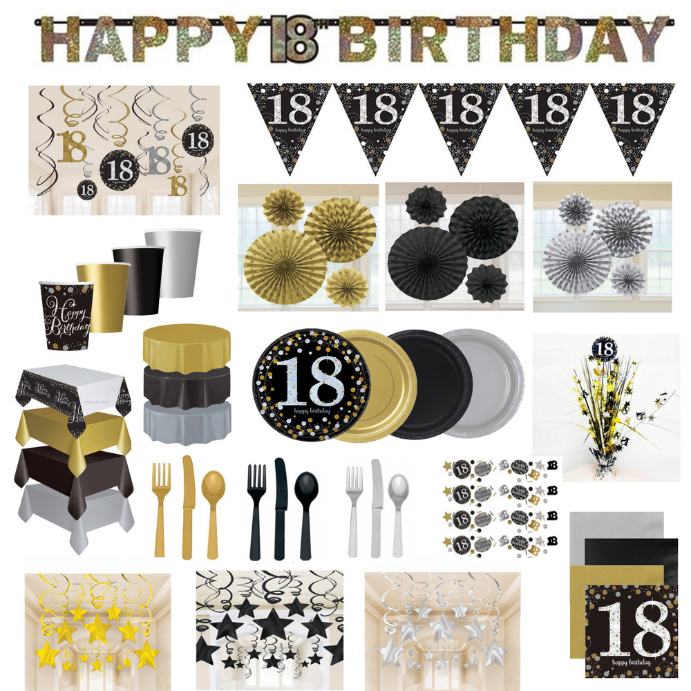 Happy 18th Birthday Decorations
 18th Birthday Party Decorations Black Gold Tableware