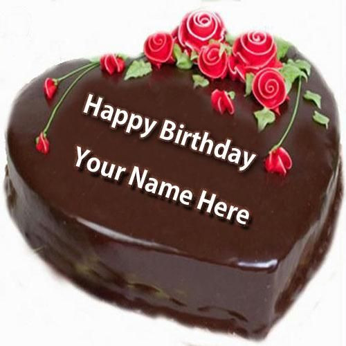 Happy Birthday Cake Images With Name
 Write Name Chocolate Heart Birthday Cake With Name