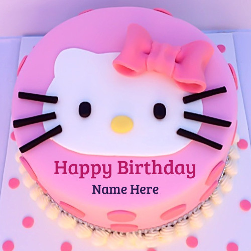 Happy Birthday Cake Images With Name
 Write Name on Cute Kitty Birthday Wishes Cake