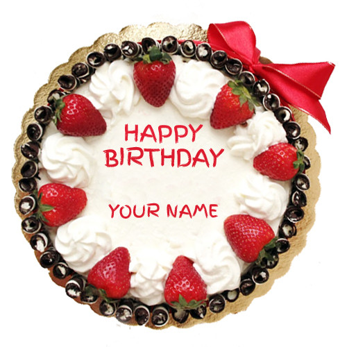 Happy Birthday Cake Images With Name
 Write Name on Strawberry Birthday Cake line