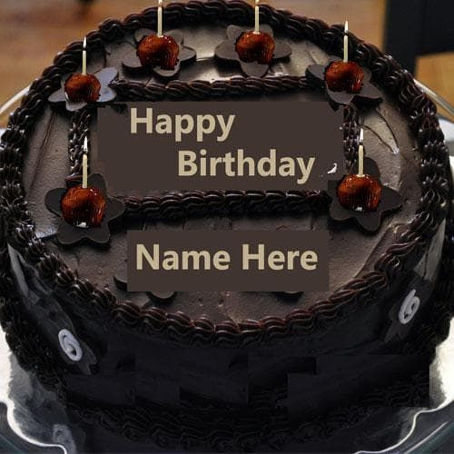 Happy Birthday Cake Images With Name
 Write Name Chocolate Happy Birthday Cake With Candle
