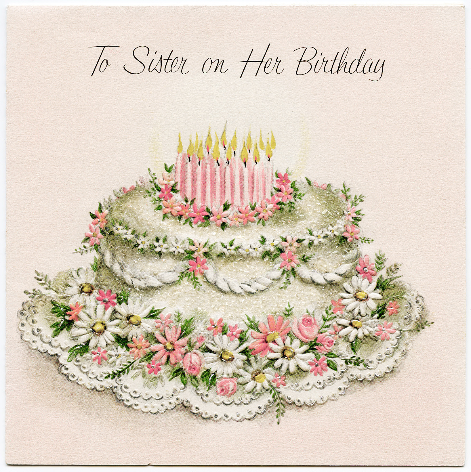 Happy Birthday Card For Sister
 Vintage Sister Birthday Greeting Card