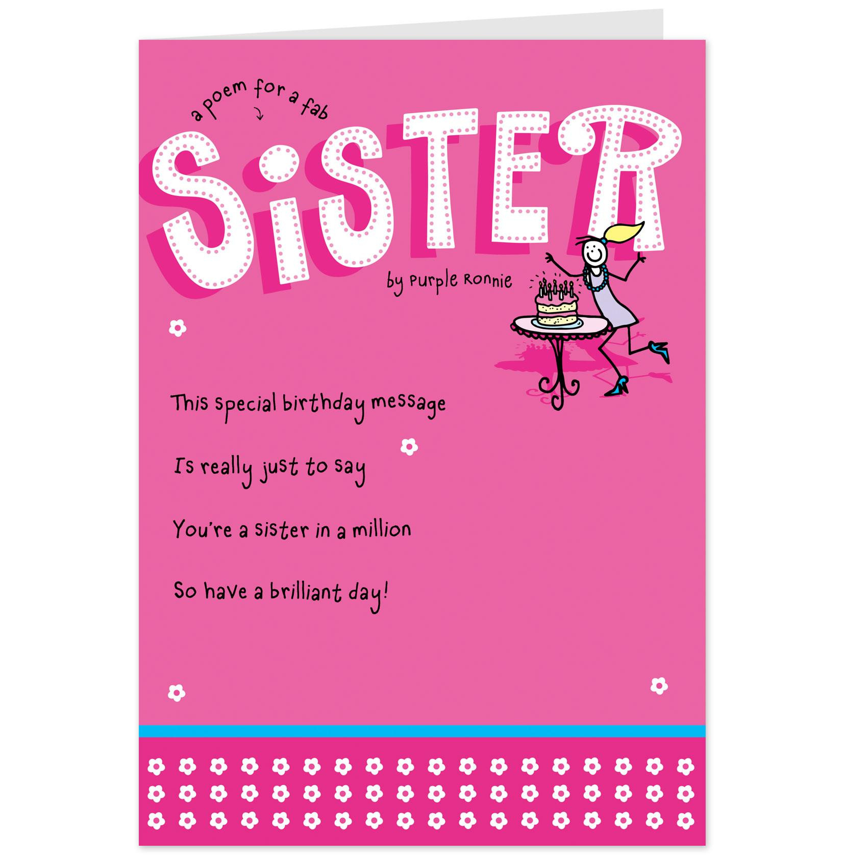Happy Birthday Card For Sister
 Funny Quotes About Sisters QuotesGram