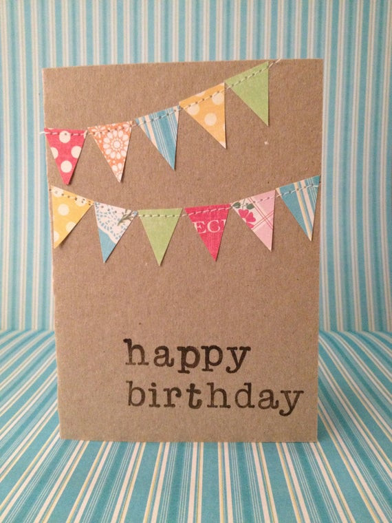 Happy Birthday Card Ideas
 Items similar to Birthday Bunting card on Etsy
