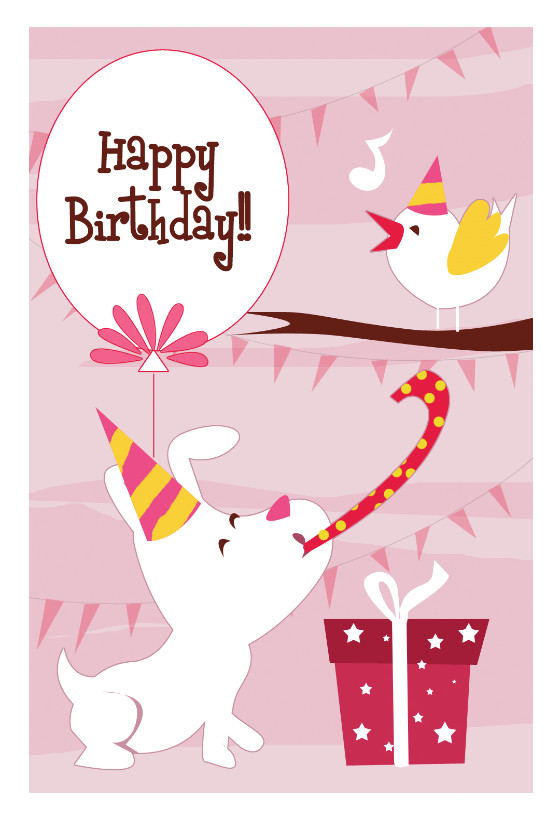 Happy Birthday Card Printable
 Happy Dog And A Bird Birthday Card