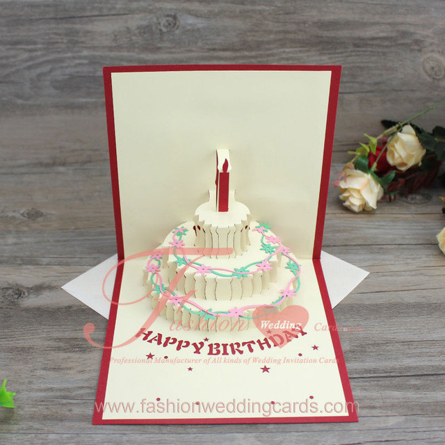 Happy Birthday Cards For A Friend
 3D Pop Up Handmade Birthday Cake Shape Greeting Cards