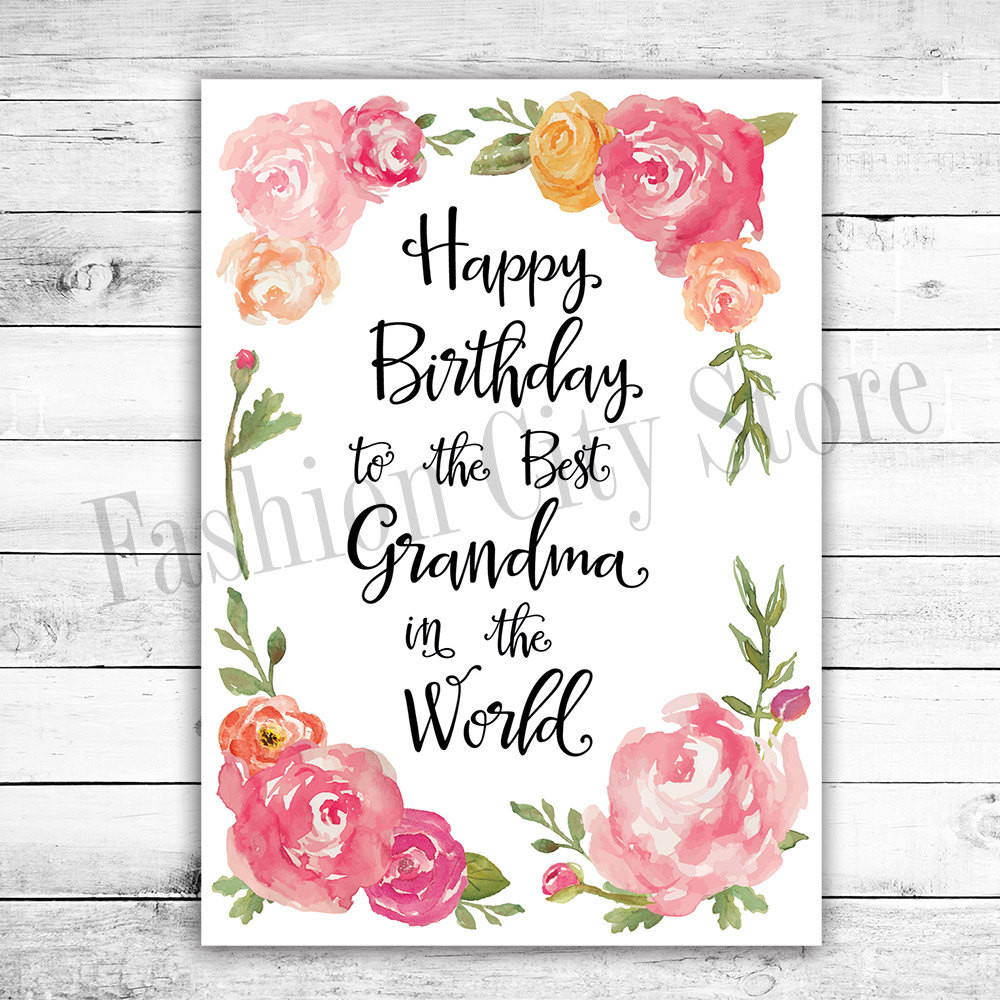 Happy Birthday Grandma Cards
 Happy Birthday Card for Grandma Watercolor by FashionCityStore