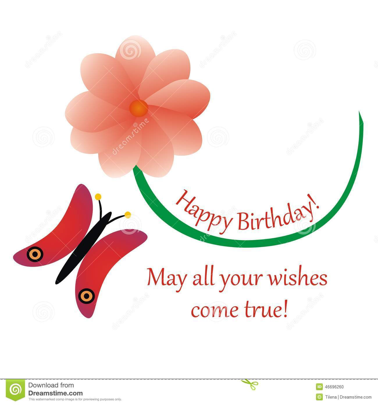 Happy Birthday May All Your Wishes Come True
 Birthday card stock vector Illustration of happiness