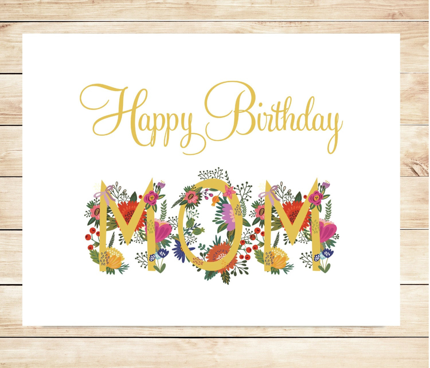Happy Birthday Mom Cards
 Printable Mom Happy Birthday Card DIY Happy Birthday Card
