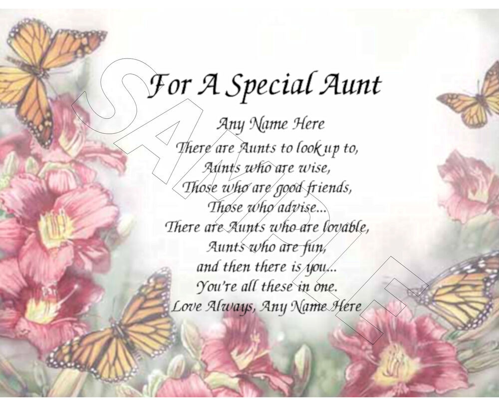 Happy Birthday Quotes For Auntie
 FOR A SPECIAL AUNT PERSONALIZED PRINT POEM MEMORY BIRTHDAY