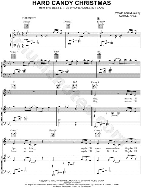 Hard Candy Christmas By Dolly Parton
 Dolly Parton "Hard Candy Christmas" Sheet Music in Eb