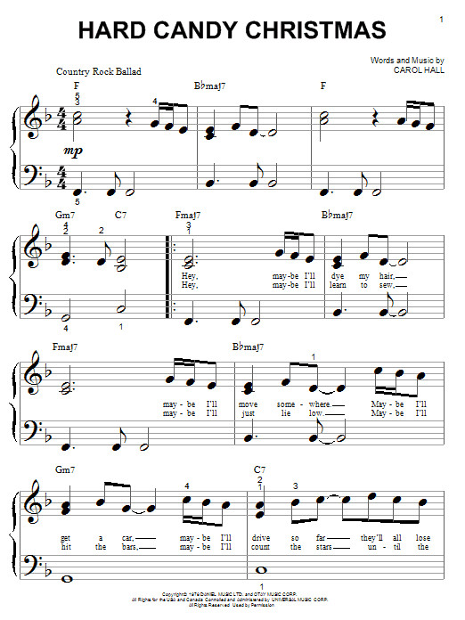 Hard Candy Christmas By Dolly Parton
 Dolly Parton "Hard Candy Christmas" Sheet Music Notes