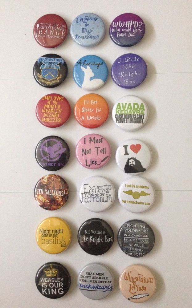 Harry Potter Pins
 harry potter memorable quotes pinback buttons set of 21