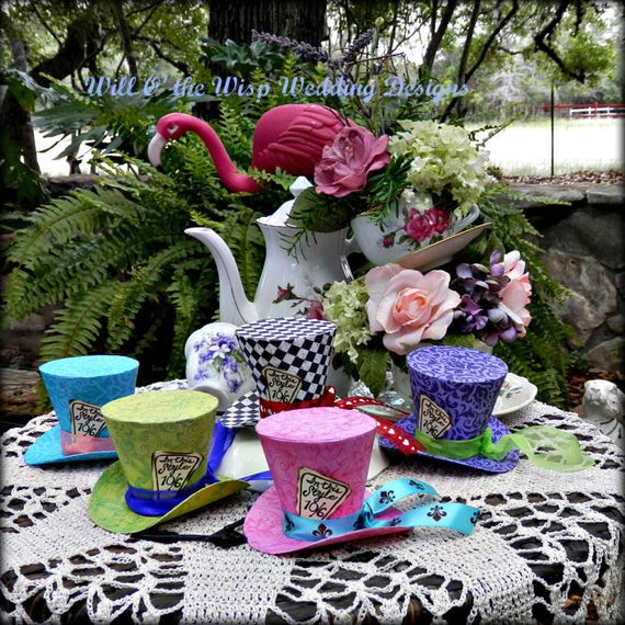 Hat Decorating Ideas Tea Party
 2 5 Alice in Wonderland Mini Top Hats Set by