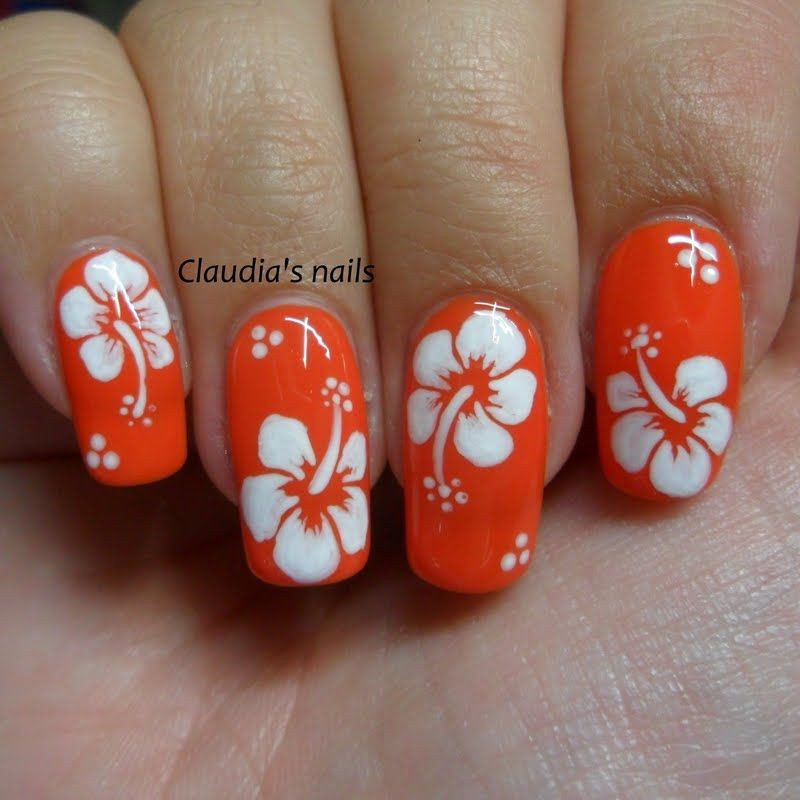 Hawaiian Flower Nail Designs
 Dream of paradise with this summer inspired nail art with