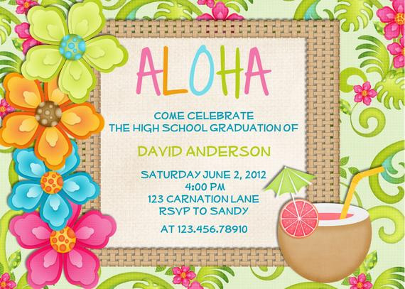 Hawaiian Themed Wedding Invitations
 Luau Birthday Invitation Sweet 16 Tropical Hawaiian Hula Party