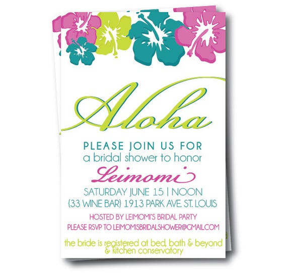 Hawaiian Themed Wedding Invitations
 Items similar to Hawaiian Bridal Shower Invitation