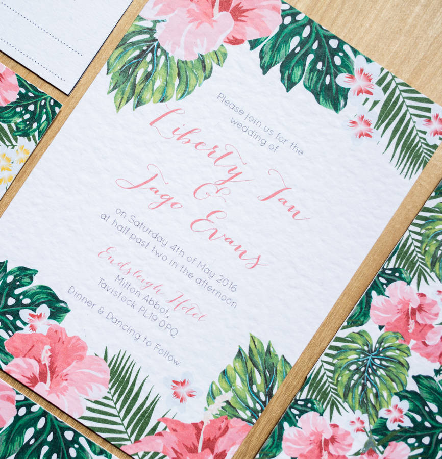 Hawaiian Themed Wedding Invitations
 tropical hawaiian wedding invitation by sincerely may
