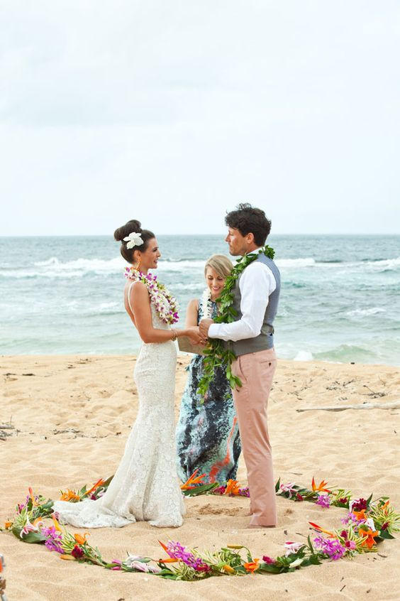 Hawaiian Wedding Vows
 Hawaiian wedding ceremony plete with leis exchange