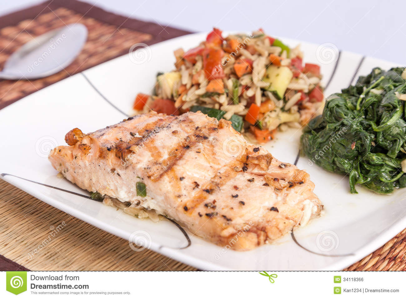 Healthy Side Dishes For Salmon
 Delicious Grill Salmon With Side Dishes Royalty Free Stock