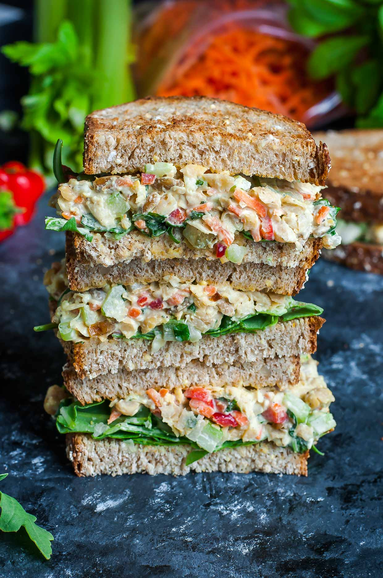 Healthy Vegetarian Sandwich Recipes
 Garden Veggie Chickpea Salad Sandwich Peas And Crayons