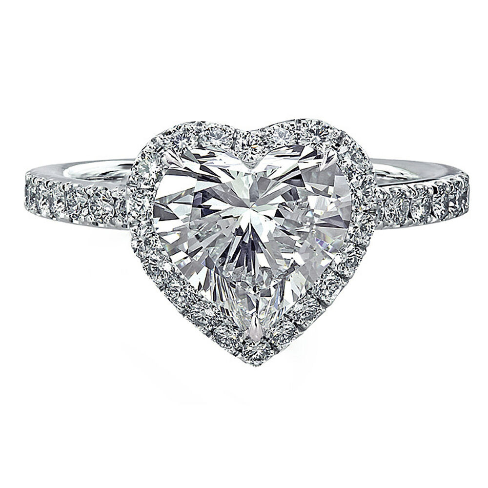 Heart Shaped Wedding Rings
 4 10 Ct EGL Heart Shaped Diamond Halo Pave Set Engagement