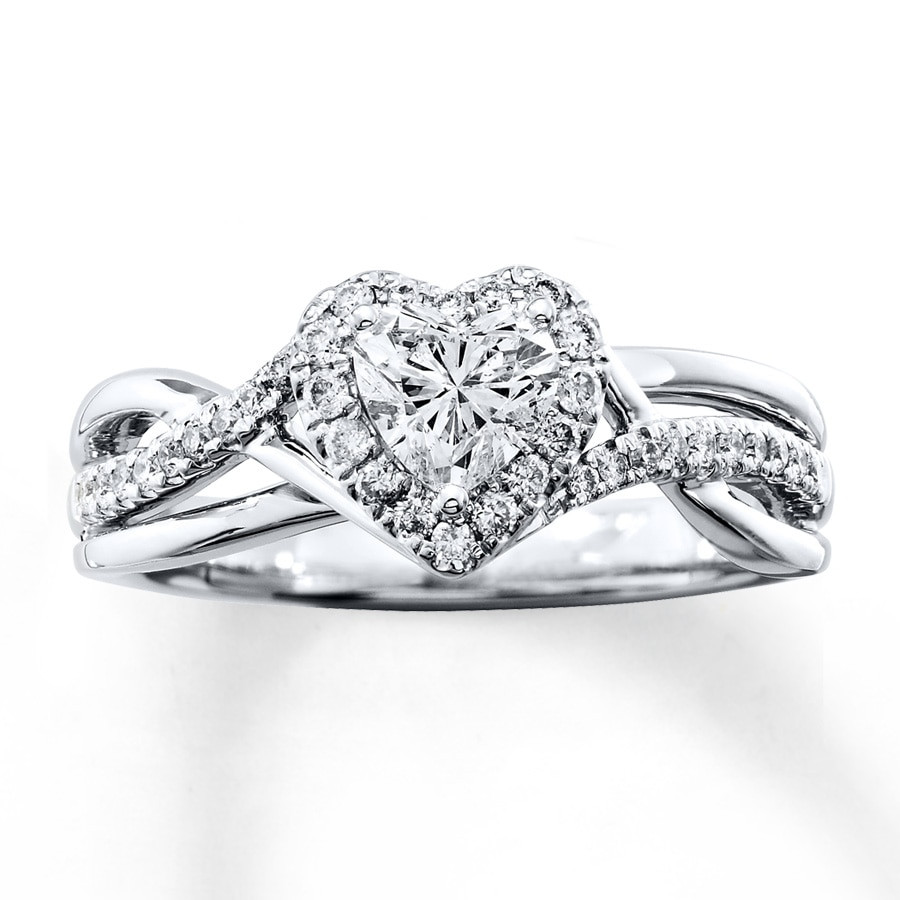 Heart Shaped Wedding Rings
 Diamond Engagement Ring 3 4 ct tw Heart Shaped 14K White