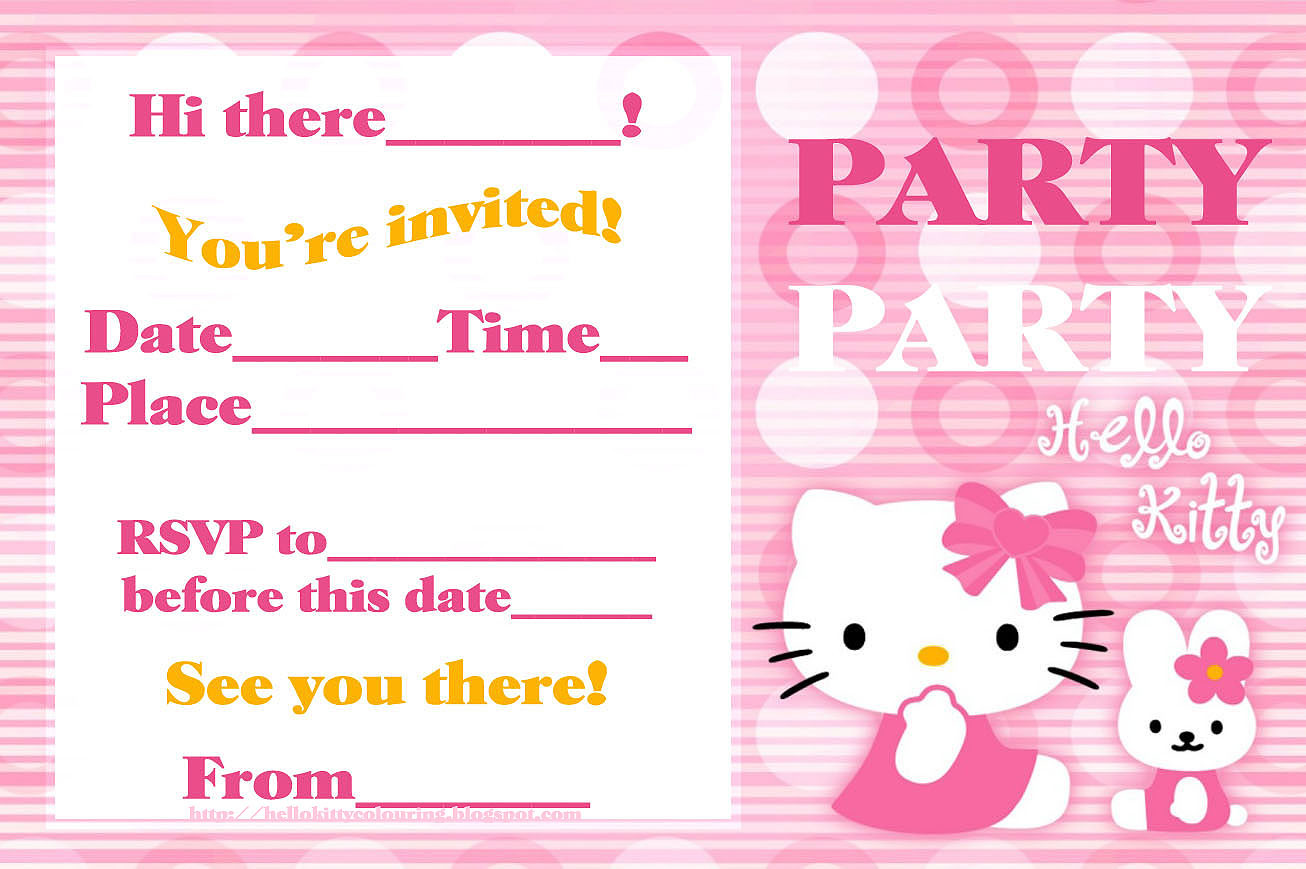 Hello Kitty Birthday Party Invitations
 HELLO KITTY COLORING PAGES