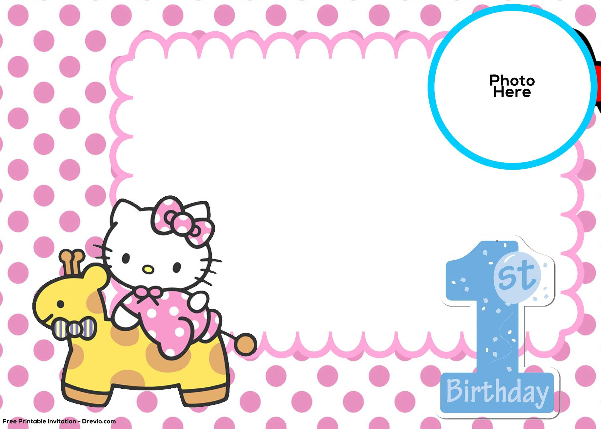 Hello Kitty Birthday Party Invitations
 FREE Hello Kitty 1st Birthday Invitation Template