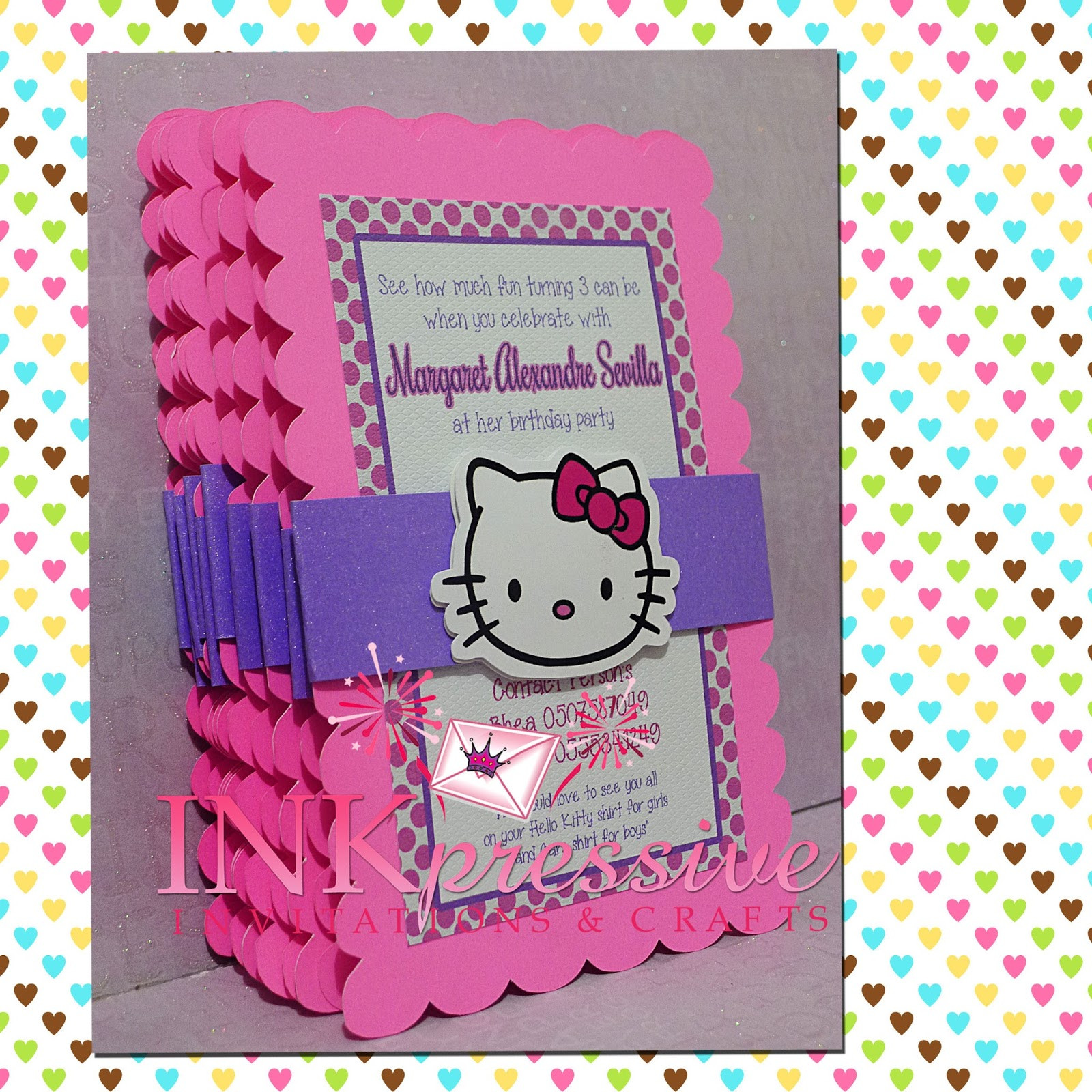 Hello Kitty Birthday Party Invitations
 Pink Purple Hello Kitty Invitation Inkpressive