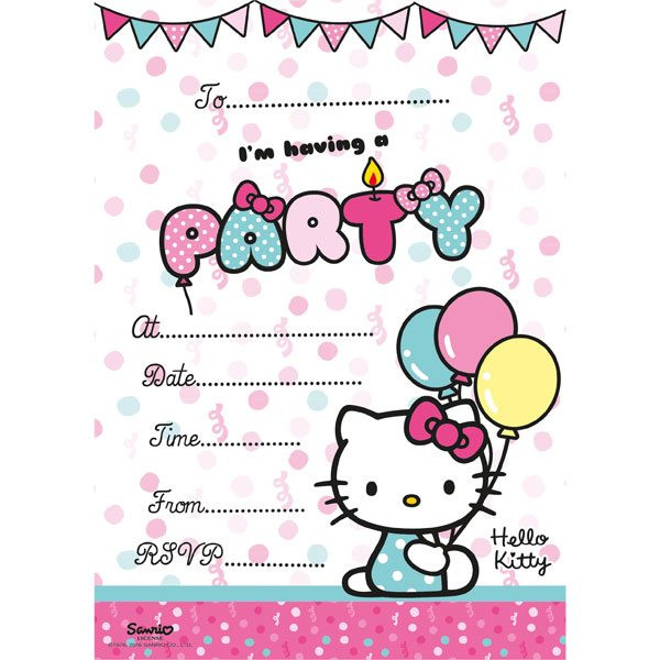 Hello Kitty Birthday Party Invitations
 Buy Hello Kitty party invites from Fun Party Supplies