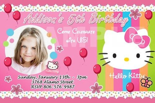 Hello Kitty Birthday Party Invitations
 HELLO KITTY BIRTHDAY PARTY INVITATION 1ST POLKA DOTS PINK
