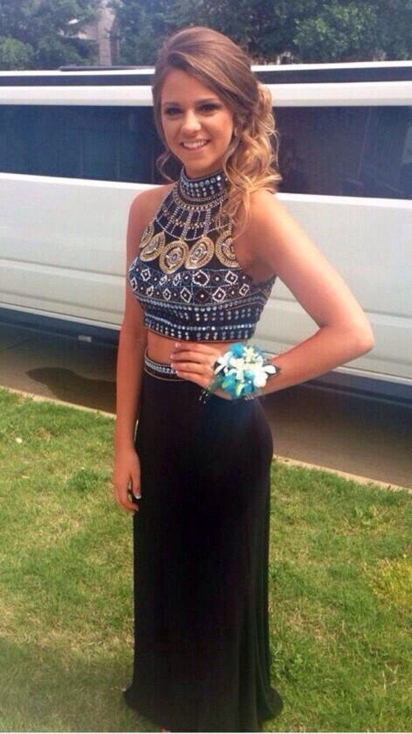 High Neck Prom Dress Hairstyles
 2014 Sherry Hill 2 Piece Prom Dress