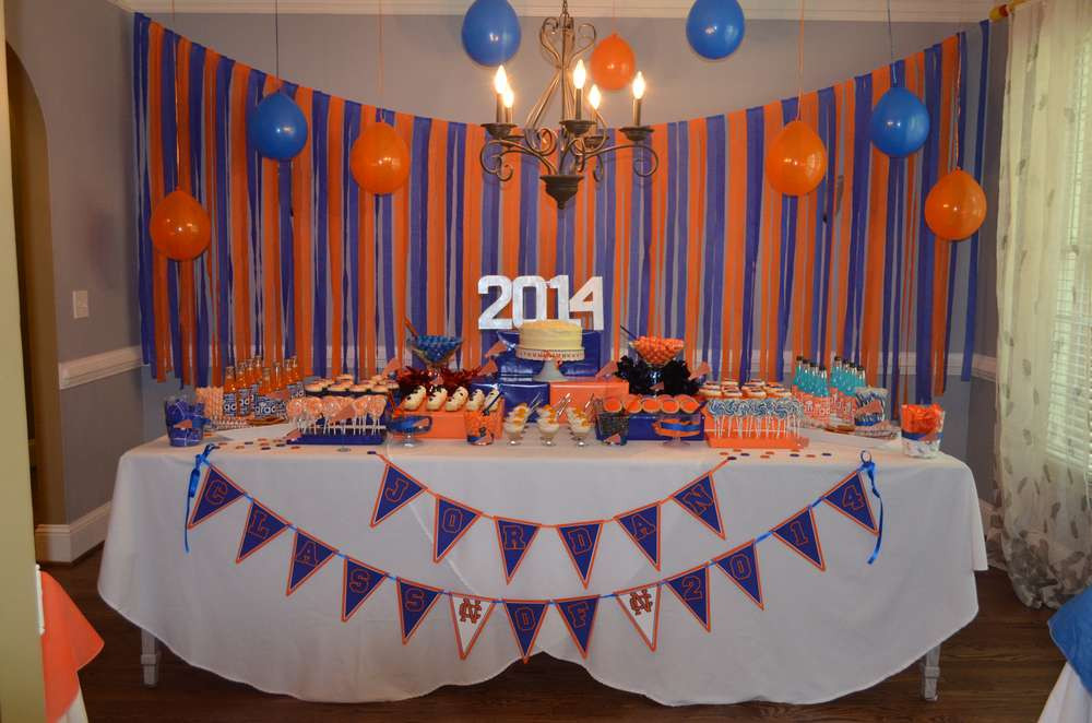 High School Graduation Party Theme Ideas
 Orange & Blue Cheerleader Graduation End of School Party