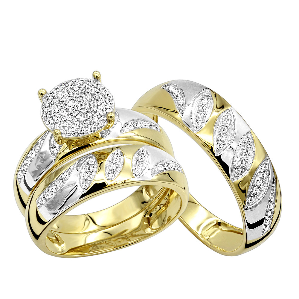 His And Hers Trio Wedding Ring Sets
 Cheap Engagement Rings and Wedding Band Set in 10K Gold